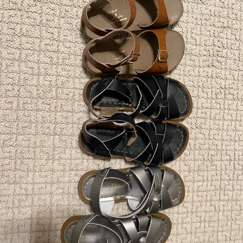 Saltwater Sun-Sandals, navy, silver and brown…size 12 toddler